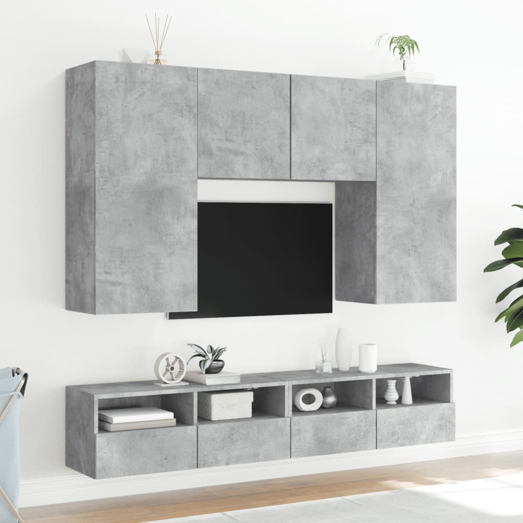 vidaXL Móveis parede TV 2 pcs 80x30x30 cm deriv. madeira cinza cimento