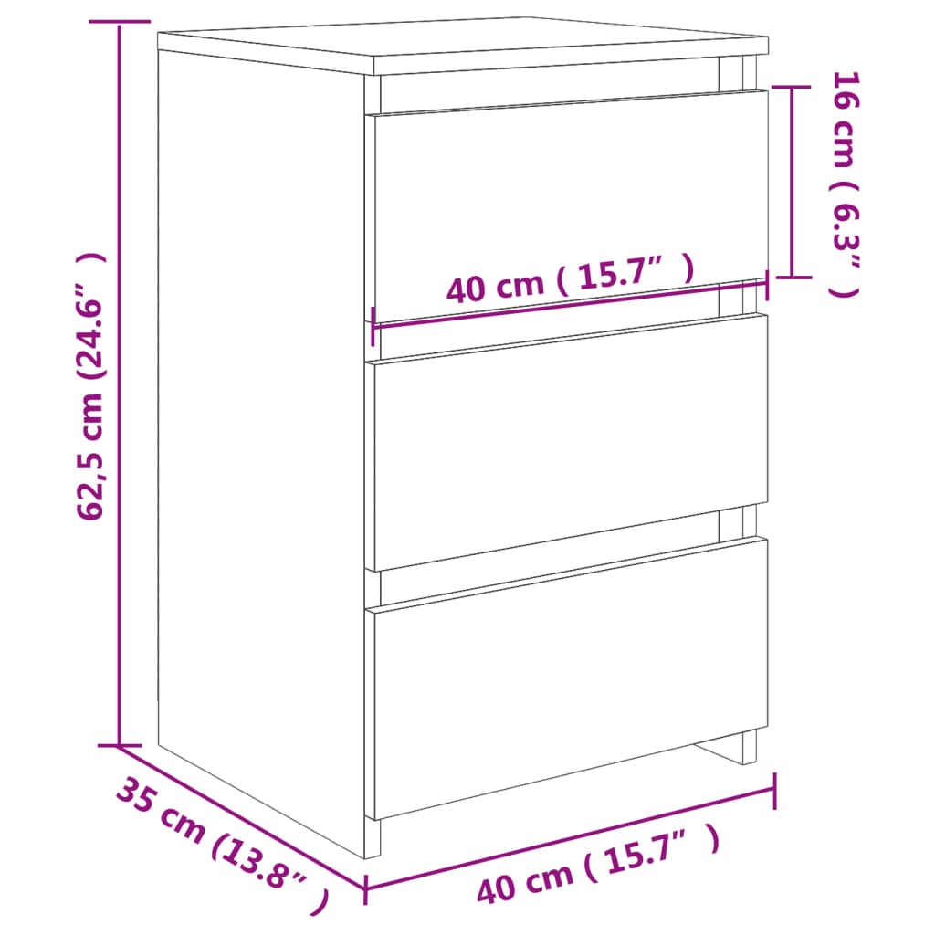 vidaXL Mesas cabeceira 2 pcs derivados de madeira cinza cimento