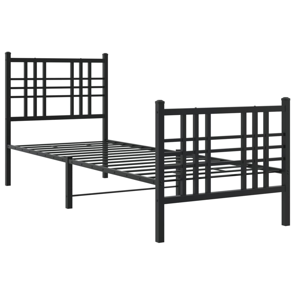 vidaXL Estrutura de cama com cabeceira e pés 75x190 cm metal preto