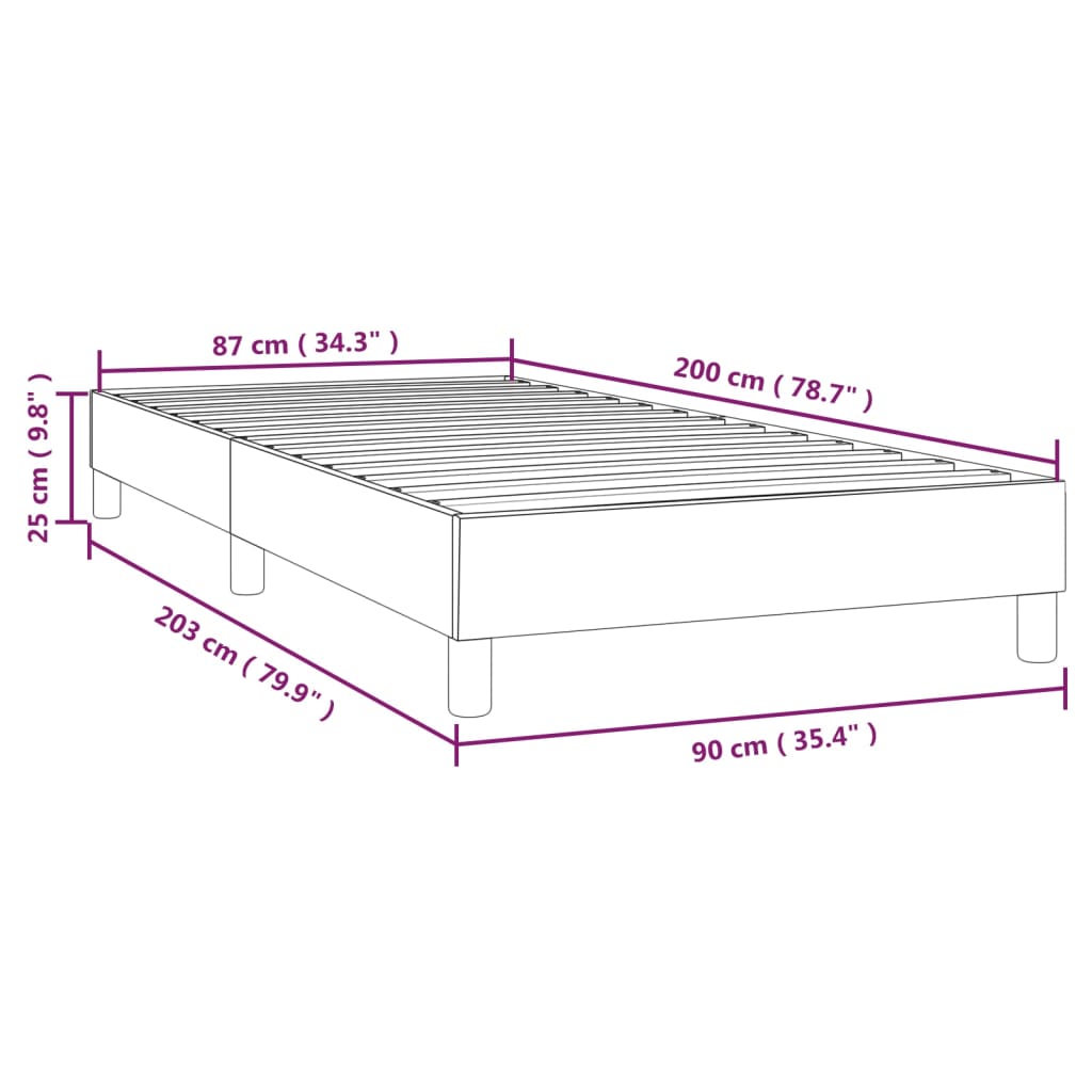 vidaXL Estrutura de cama 90x200 cm couro artificial cinzento