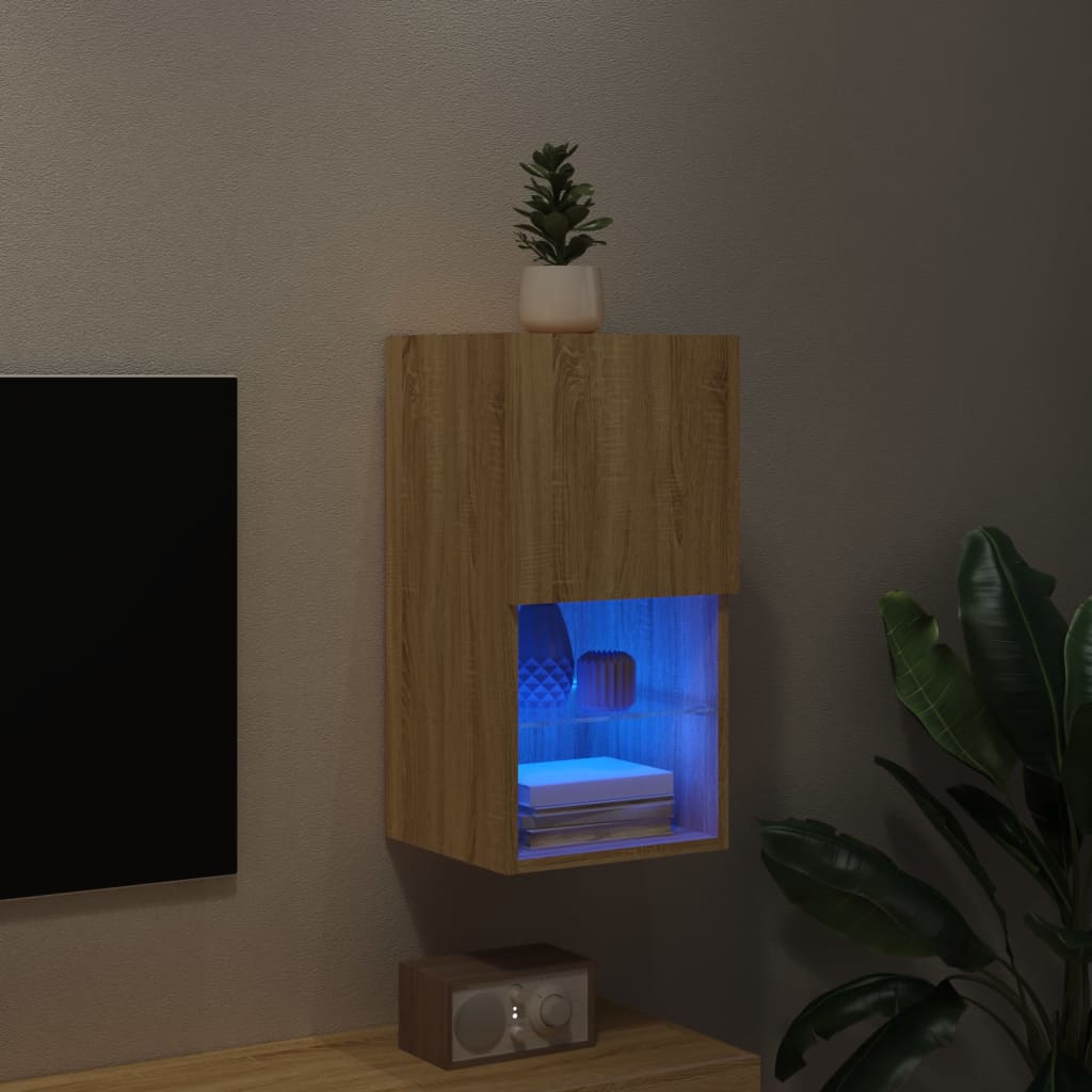 vidaXL Móvel de TV com luzes LED 30,5x30x60 cm carvalho sonoma