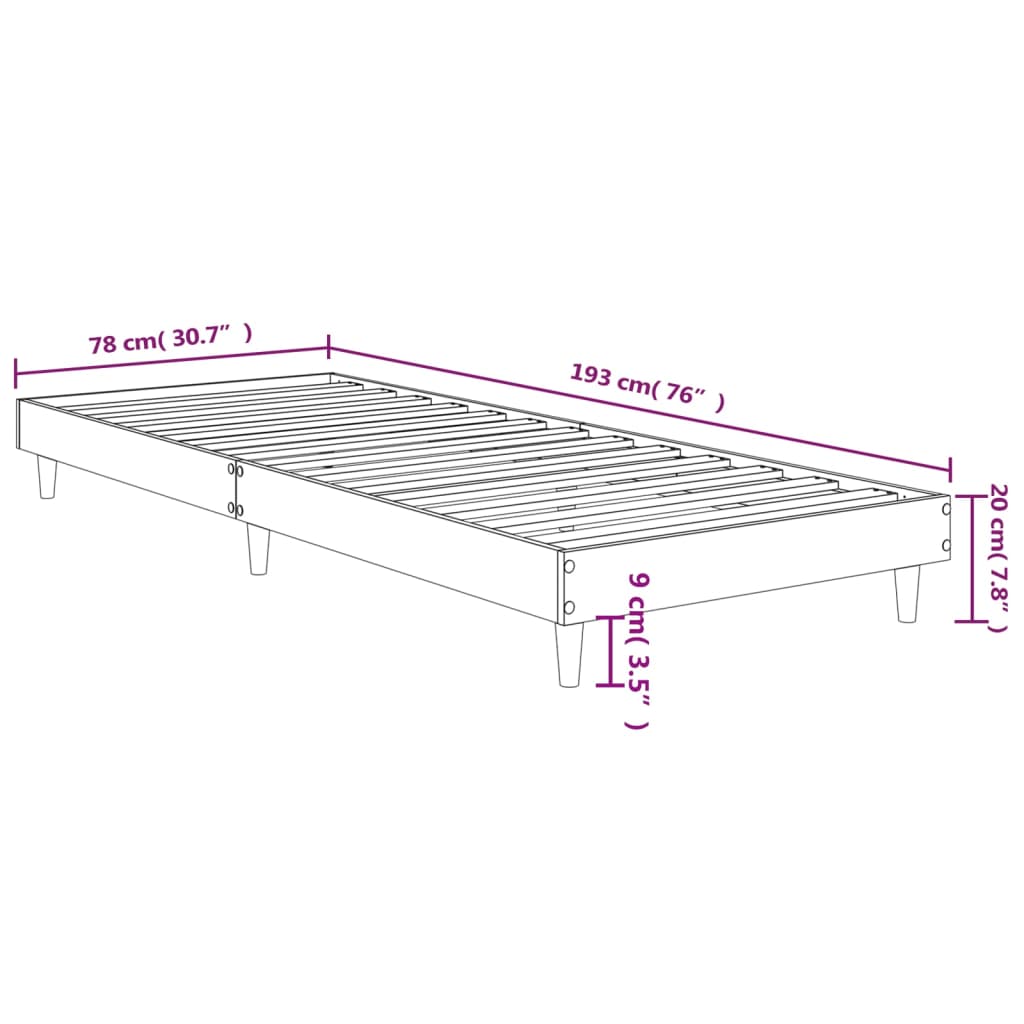 vidaXL Estrutura cama s/ colchão derivados de madeira carvalho sonoma