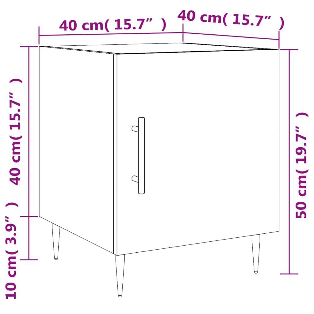 vidaXL Mesa cabeceira 2pcs 40x40x50cm deriv. madeira carvalho sonoma