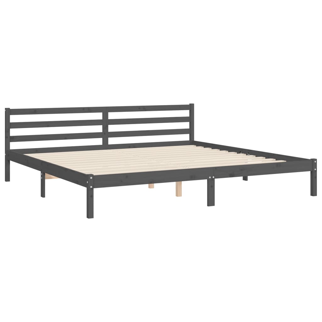 vidaXL Estrutura de cama com cabeceira 200x200 cm madeira maciça cinza