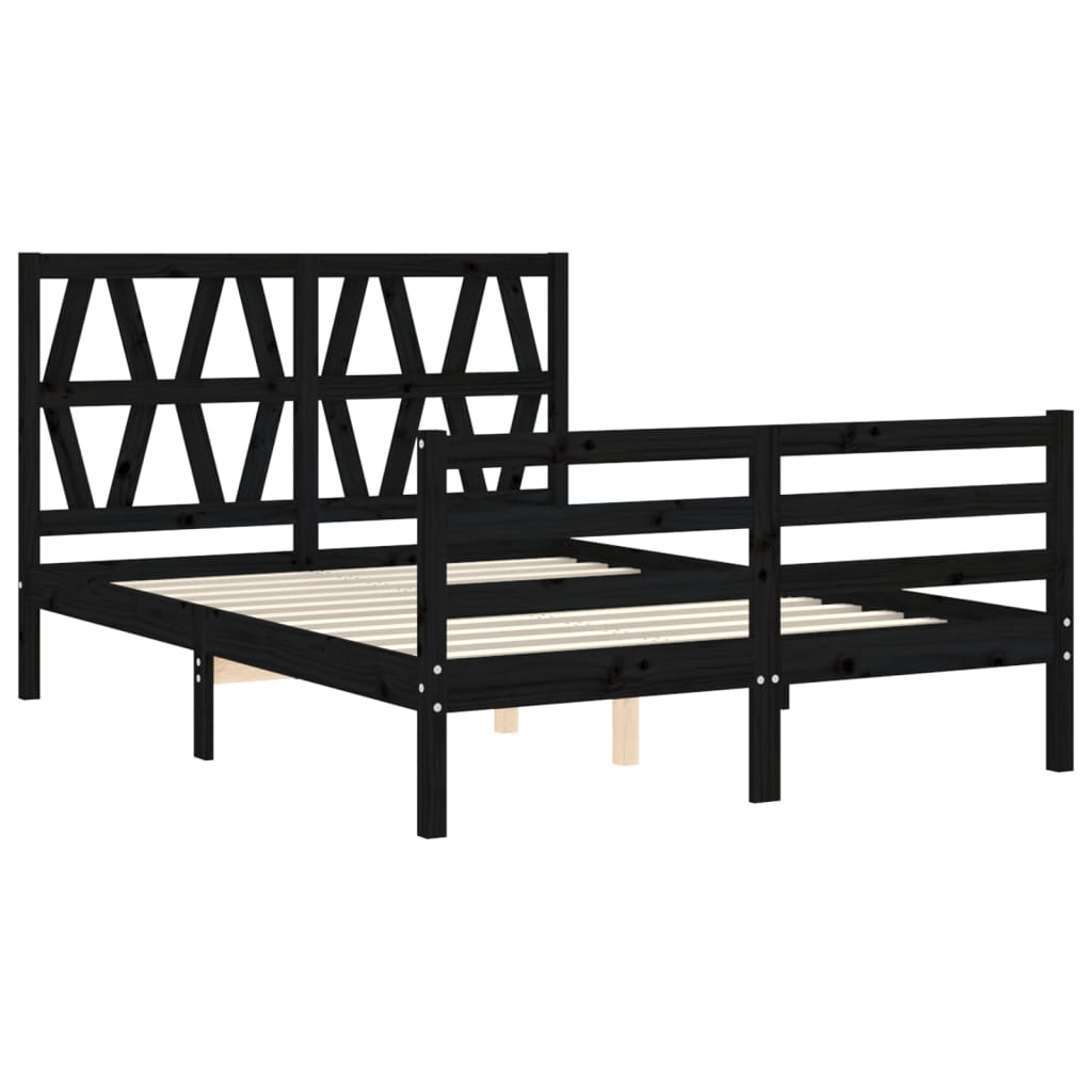 vidaXL Estrutura de cama com cabeceira 120x200cm madeira maciçao preto