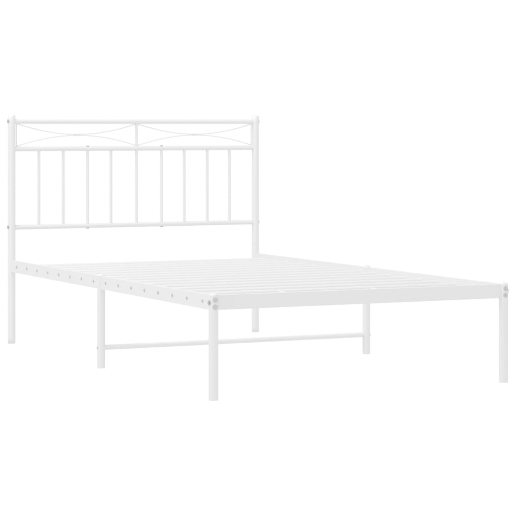 vidaXL Estrutura de cama em metal com cabeceira 107x203 cm branco