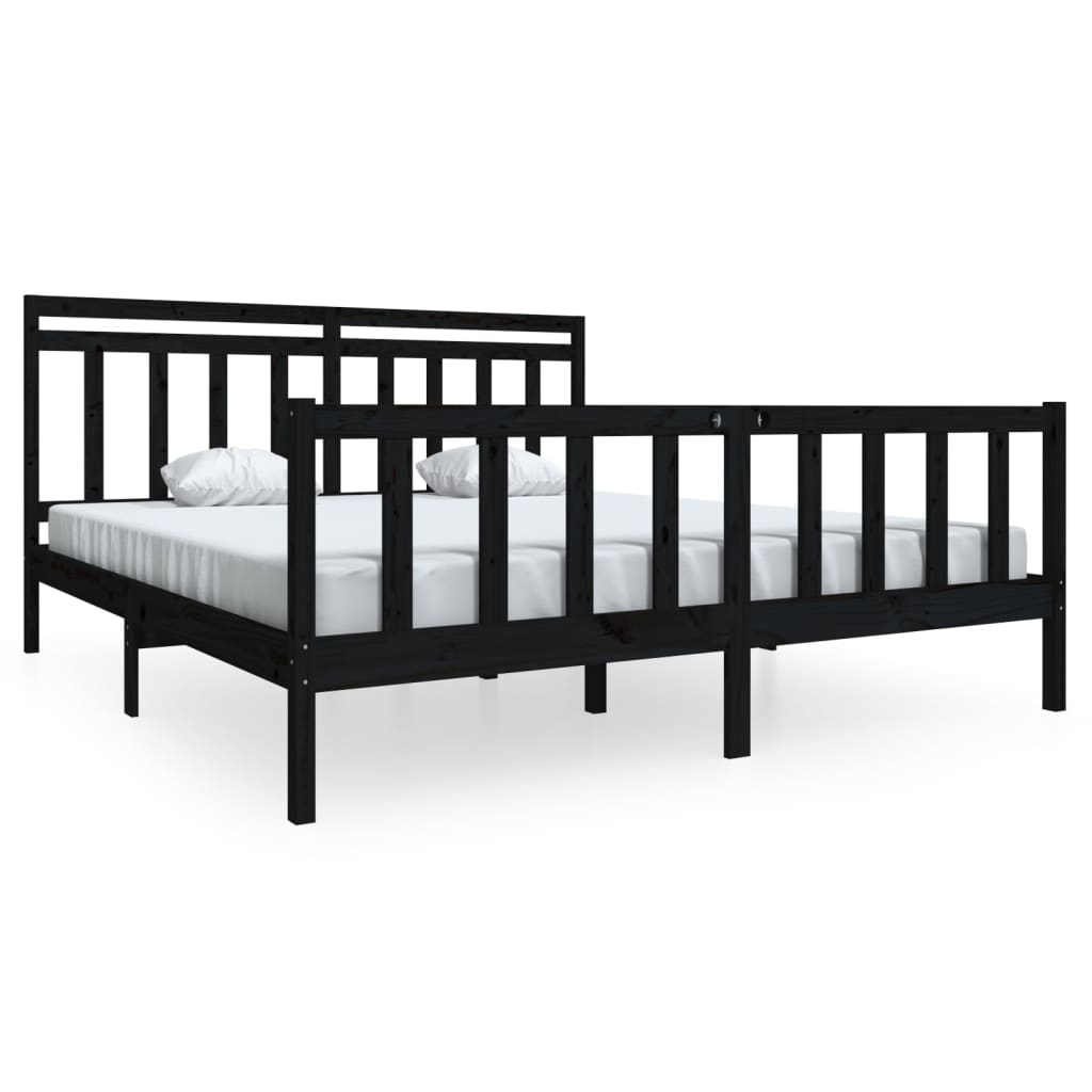 vidaXL Estrutura de cama super king 180x200 cm madeira maciça preto