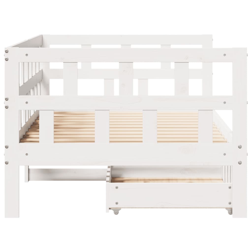 vidaXL Sofá-cama c/ gavetas 90x200cm madeira de pinho maciça branco