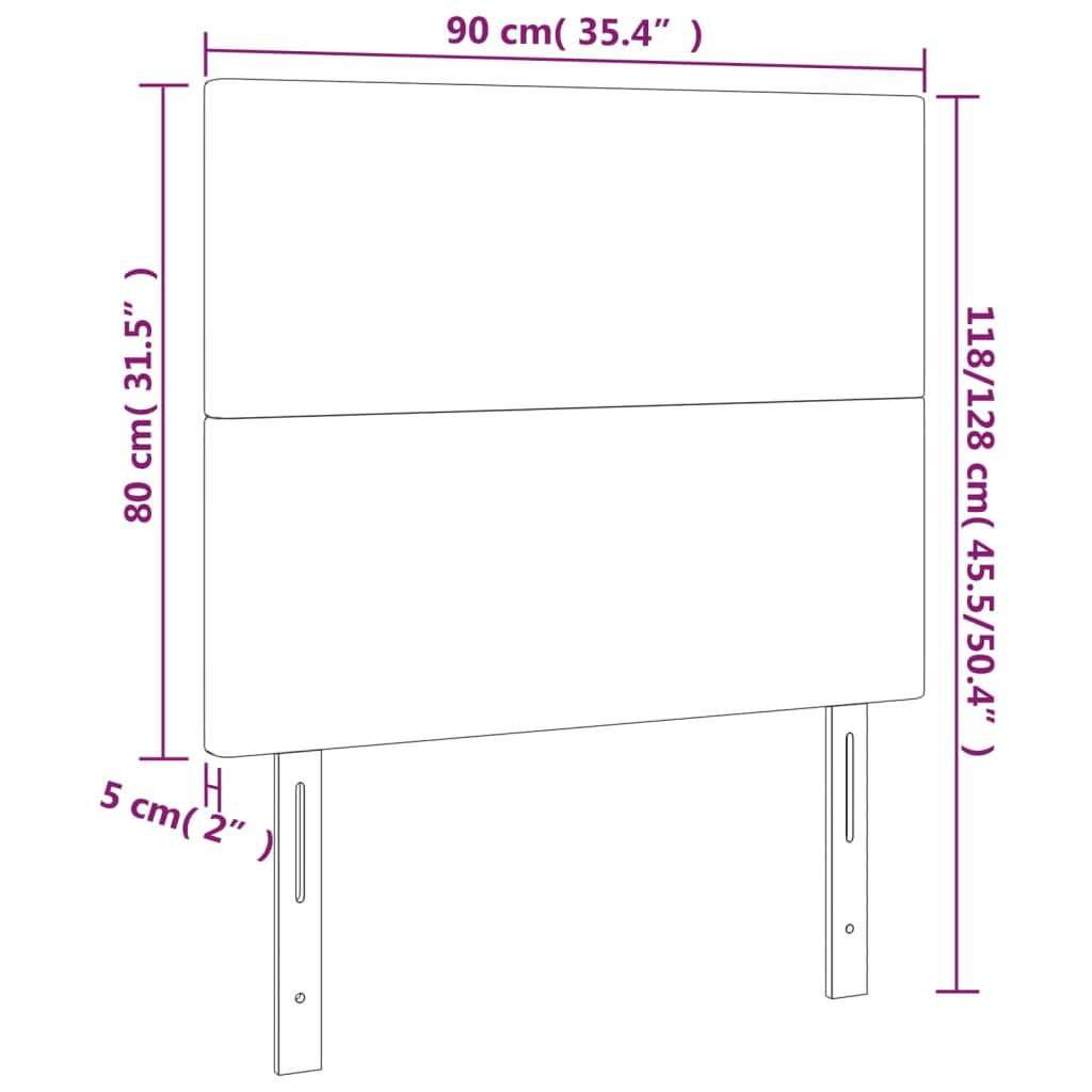 vidaXL Cabeceira de cama 2 pcs tecido 90x5x78/88 cm cinzento-escuro