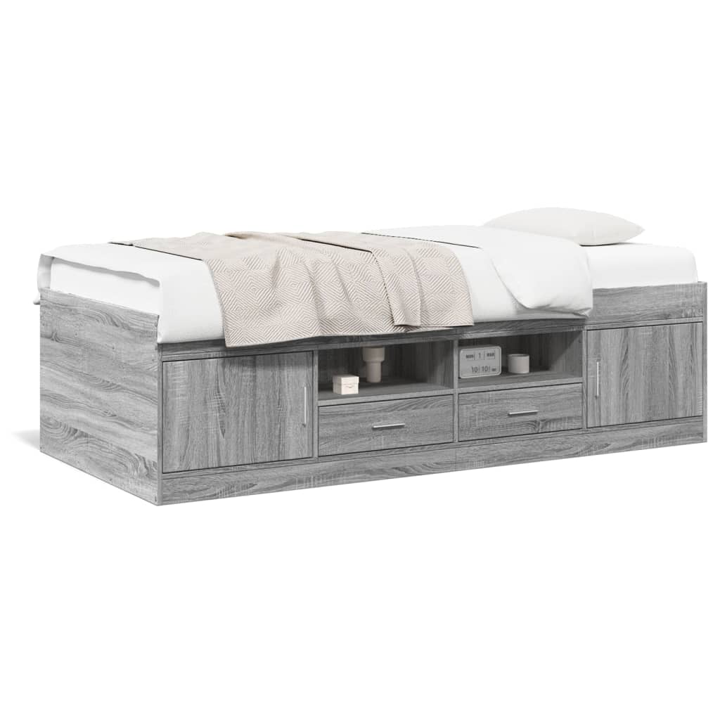 vidaXL Sofá-cama com gavetas sem colchão 90x190 cm cinzento sonoma