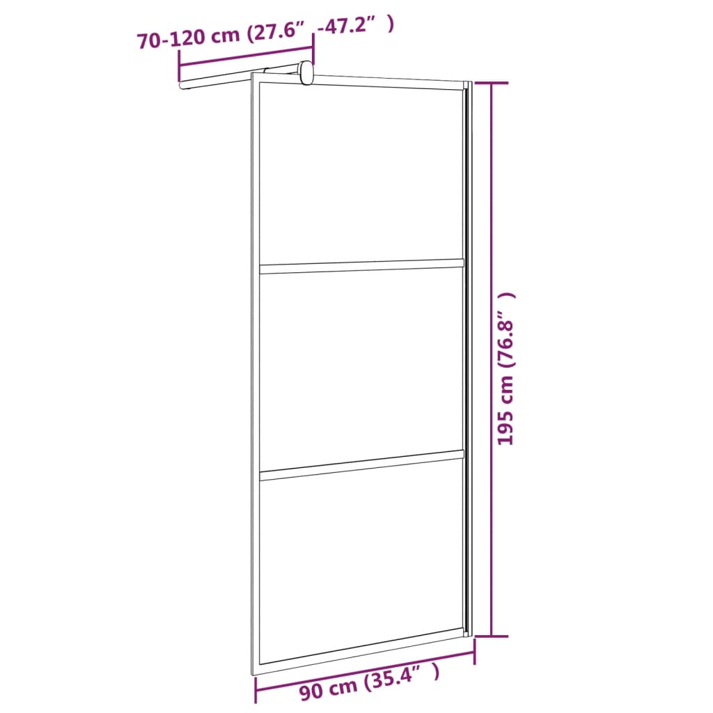 vidaXL Divisória de chuveiro 90x195 cm vidro opaco ESG preto