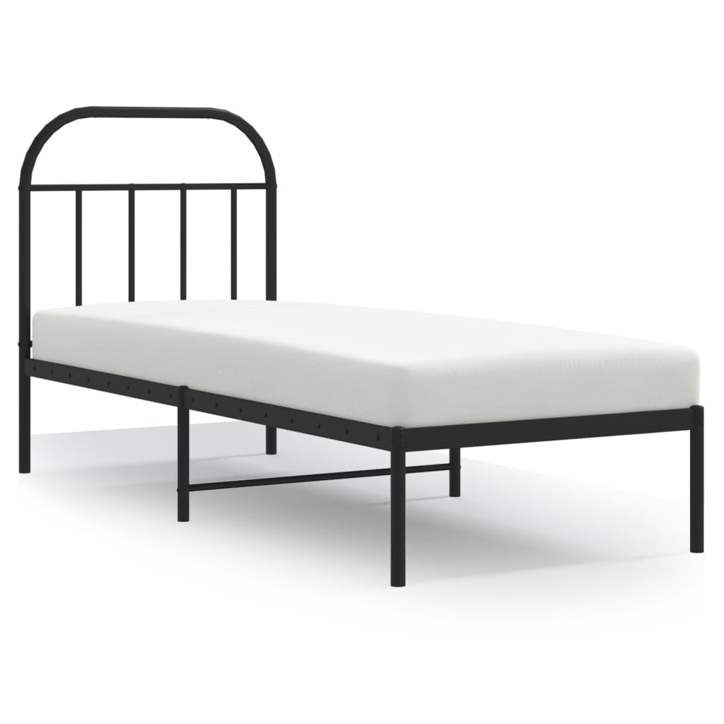 vidaXL Estrutura de cama metal s/ colchão c/ cabeceira 75x190 cm preto