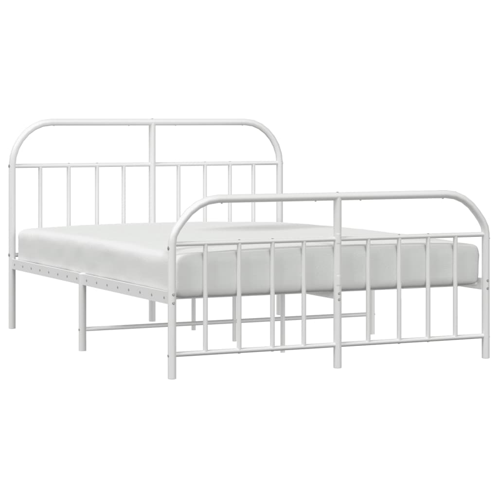 vidaXL Estrutura de cama com cabeceira e pés 183x213 cm metal branco