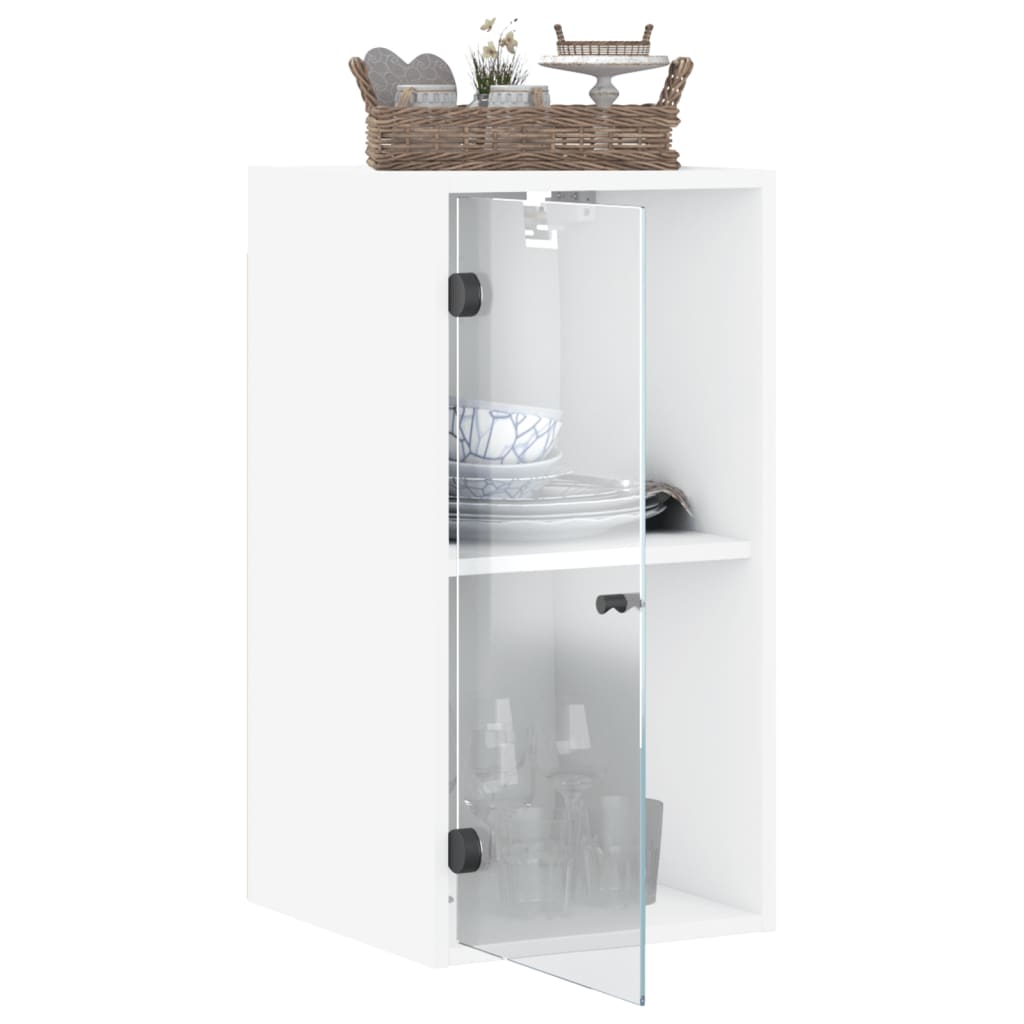 vidaXL Armário de parede c/ portas de vidro 35x37x68,5 cm branco