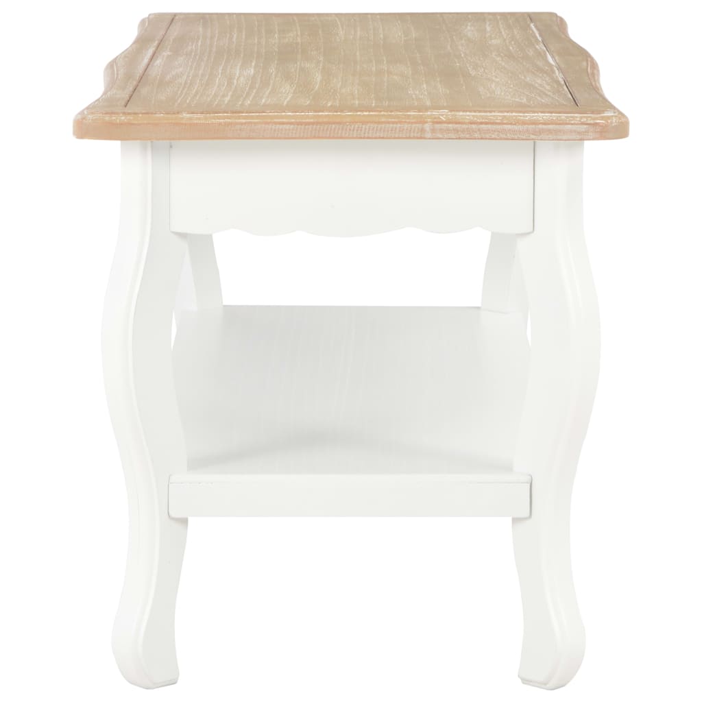 vidaXL Mesa de centro 87,5x42x44 cm pinho maciço branco e castanho