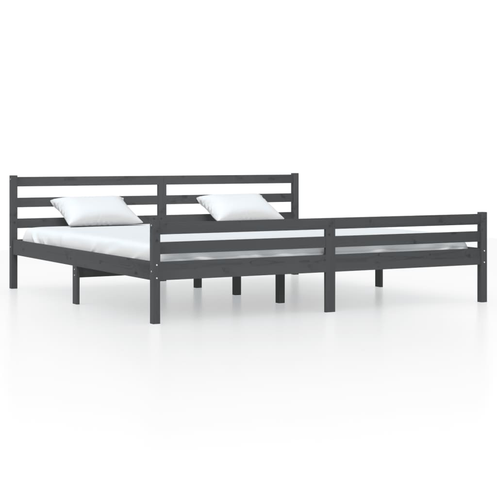 vidaXL Estrutura de cama super king 180x200 cm madeira maciça cinza