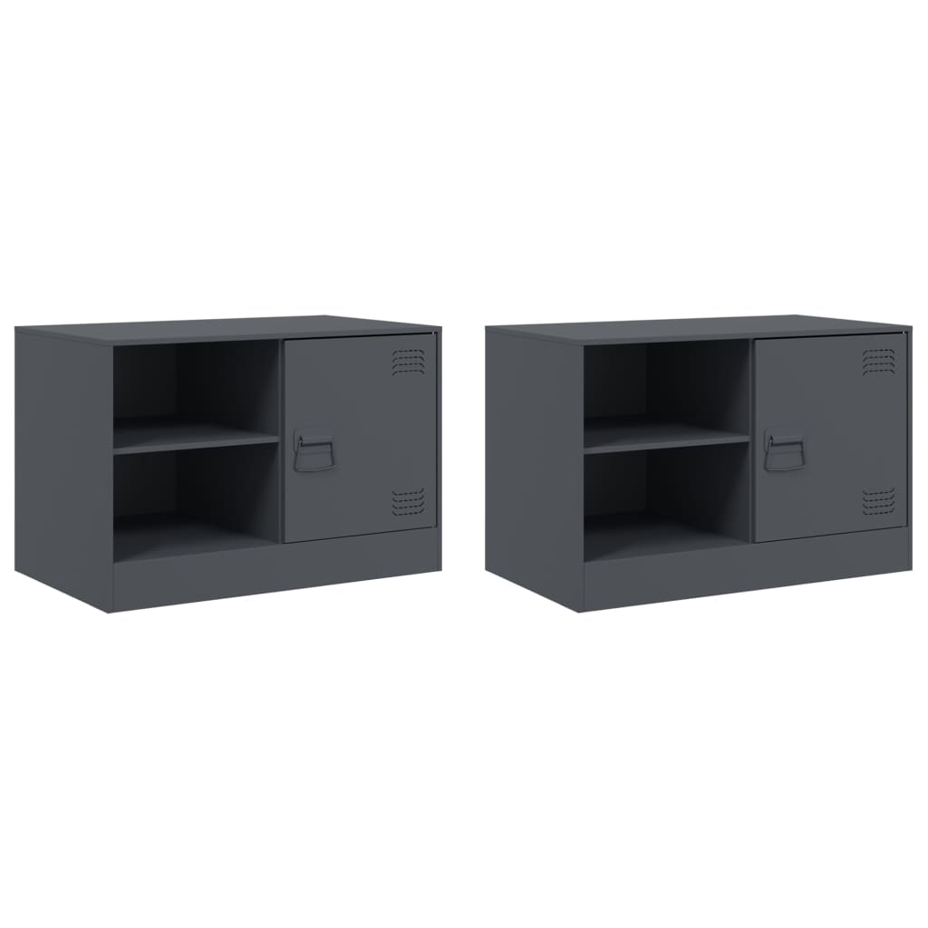 vidaXL Móveis de TV 2 pcs 67x39x44 cm aço antracite