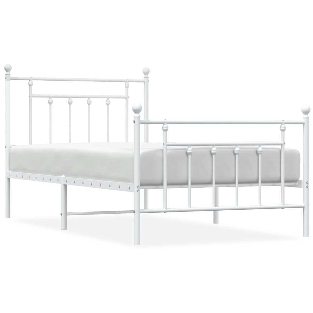 vidaXL Estrutura de cama com cabeceira e pés 100x190 cm metal branco