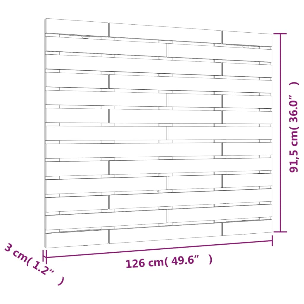 vidaXL Cabeceira de parede 126x3x91,5 cm pinho maciço castanho-mel