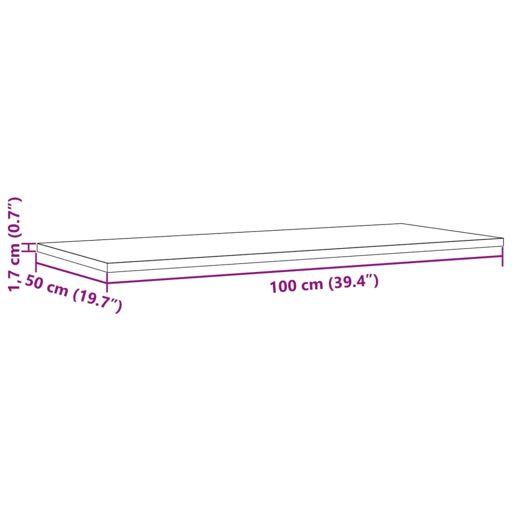 vidaXL Tampo de mesa retangular 100x50x1,7 cm pinho maciço