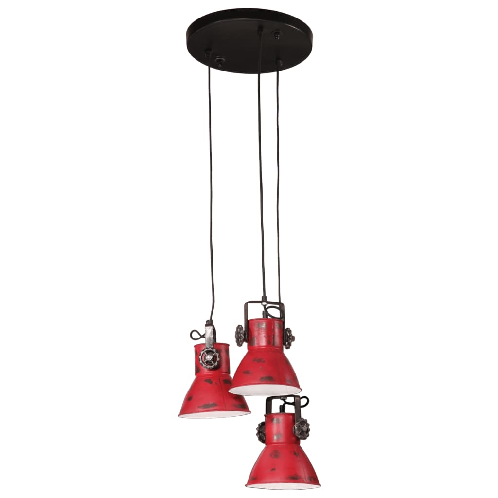 vidaXL Candeeiro suspenso 25 W 30x30x100 cm E27 vermelho desgastado