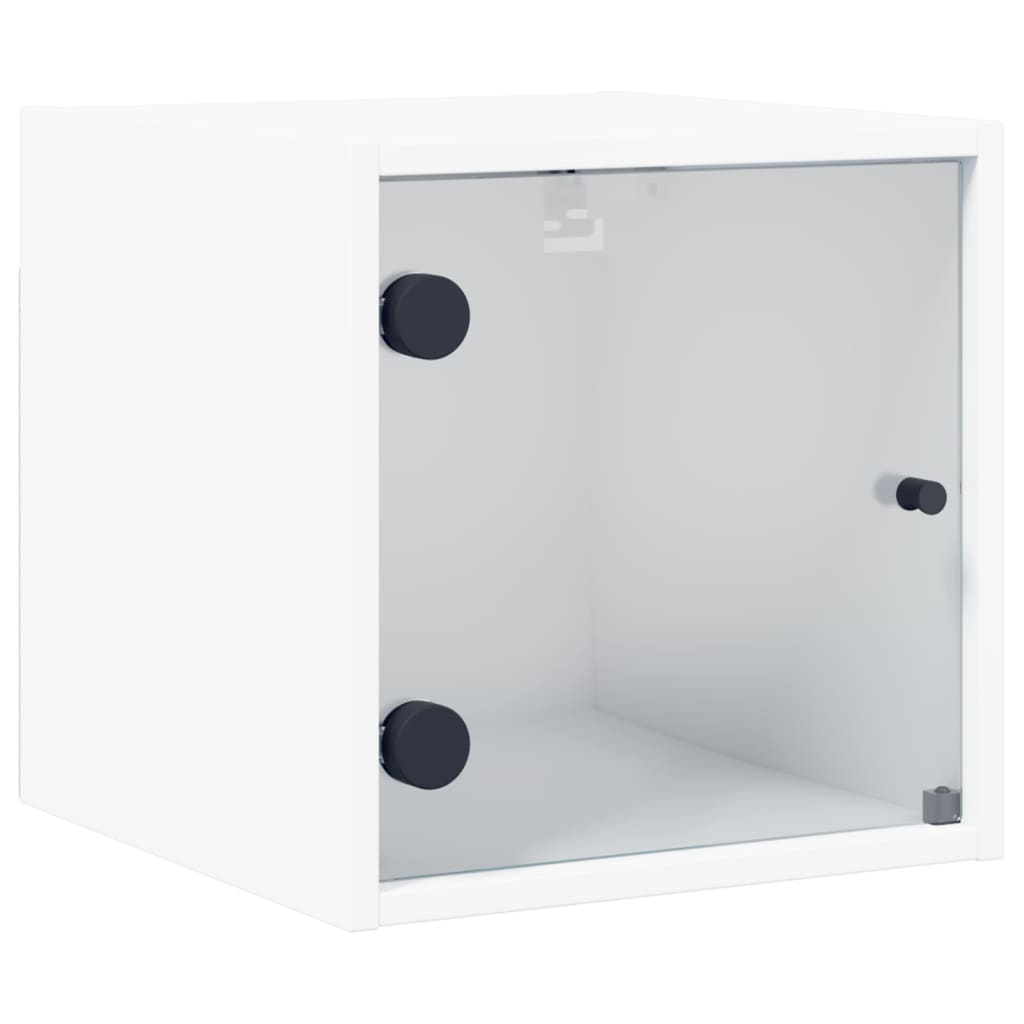 vidaXL Mesas de cabeceira c/ portas de vidro 2 pcs 35x37x35 cm branco