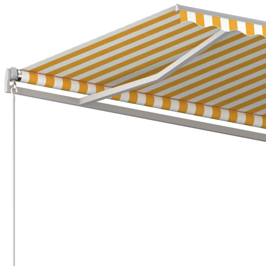 vidaXL Toldo retrátil automático com postes 4,5x3 m amarelo e branco