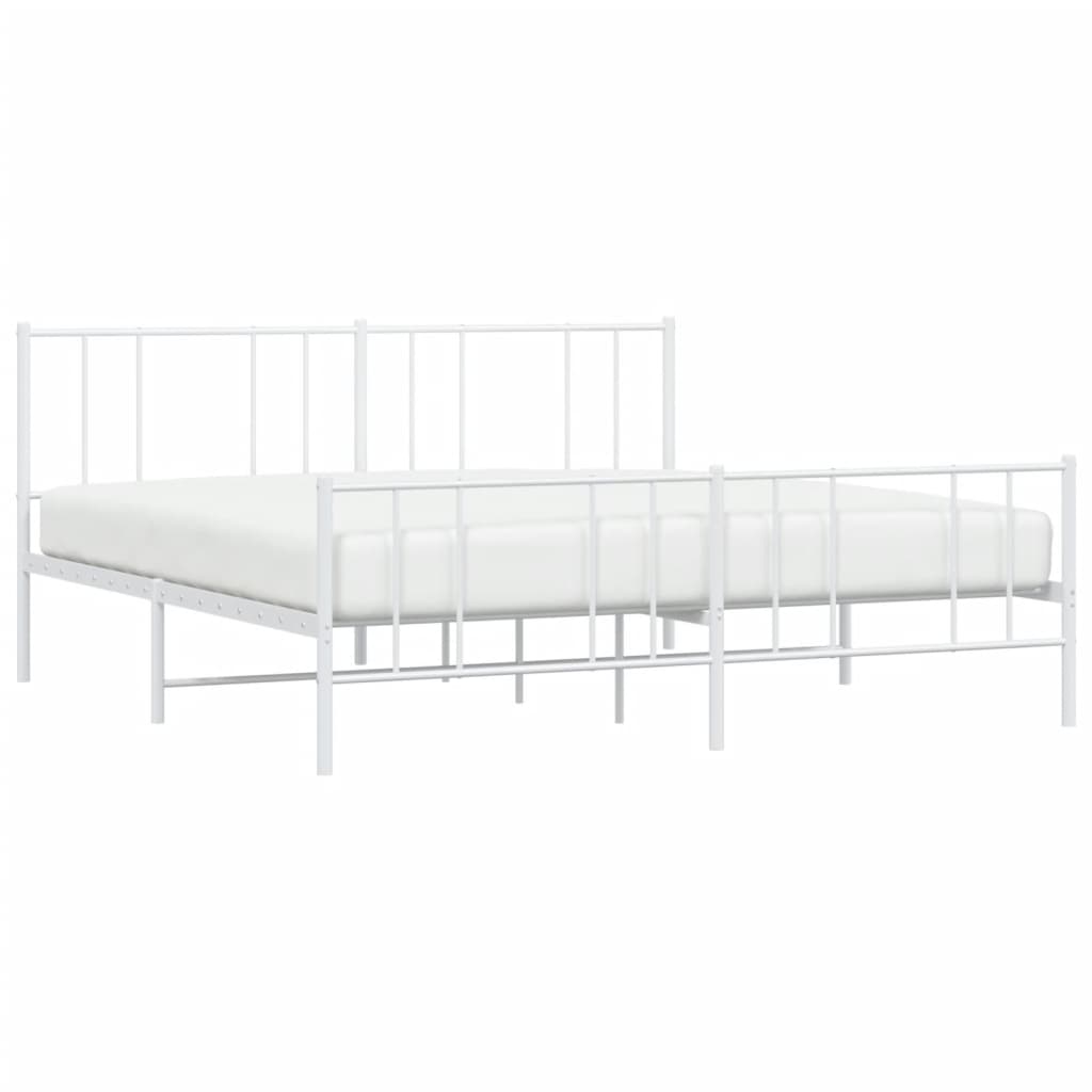 vidaXL Estrutura de cama com cabeceira e pés 183x213 cm metal branco