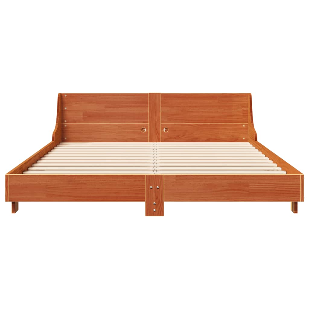 vidaXL Cama sem colchão 160x200 cm madeira pinho maciço castanho-mel