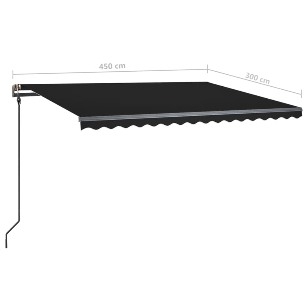 vidaXL Toldo retrátil manual com luzes LED 4,5x3 m antracite