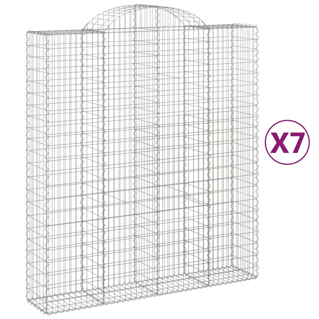 vidaXL Cestos gabião arqueados 7pcs 200x50x220/240cm ferro galvanizado