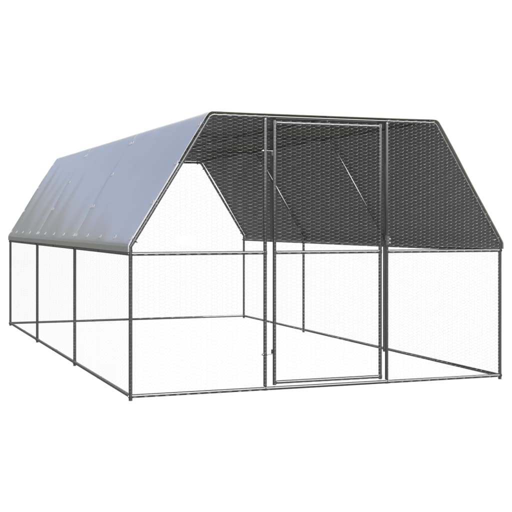 vidaXL Galinheiro de exterior 3x6x2 m aço galvanizado