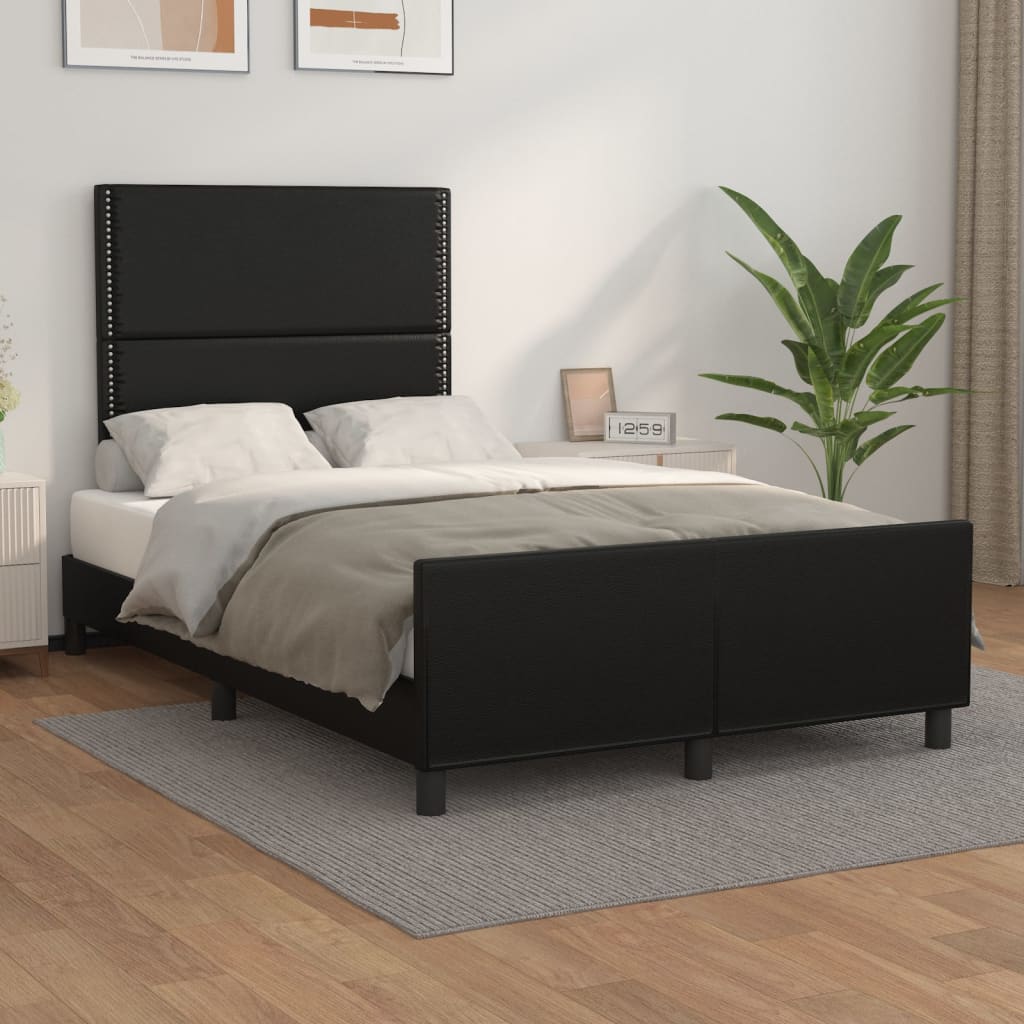 vidaXL Estrutura de cama c/ cabeceira 120x200cm couro artificial preto