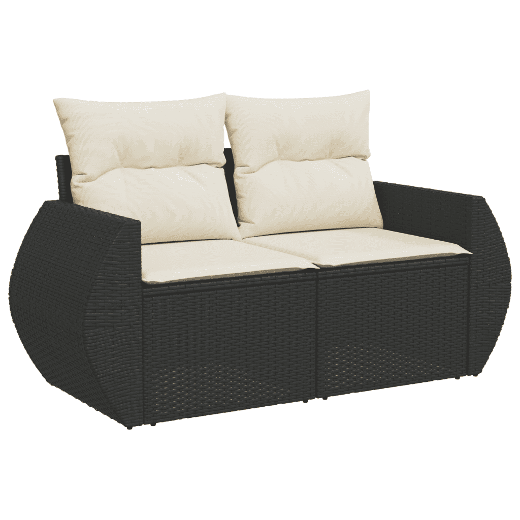 vidaXL 8 pcs conjunto sofás de jardim com almofadões vime PE preto