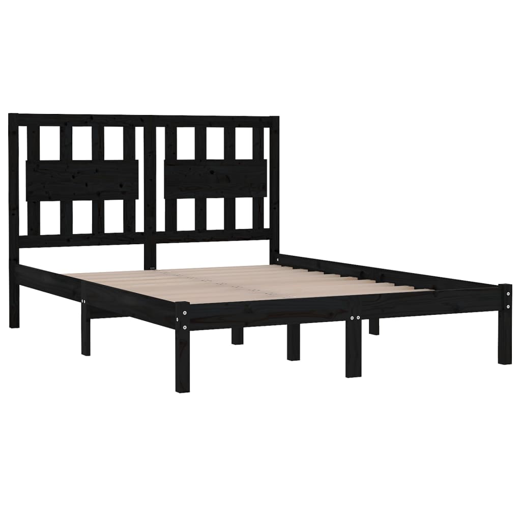 vidaXL Estrutura de cama pequena casal 120x190 cm pinho maciço preto