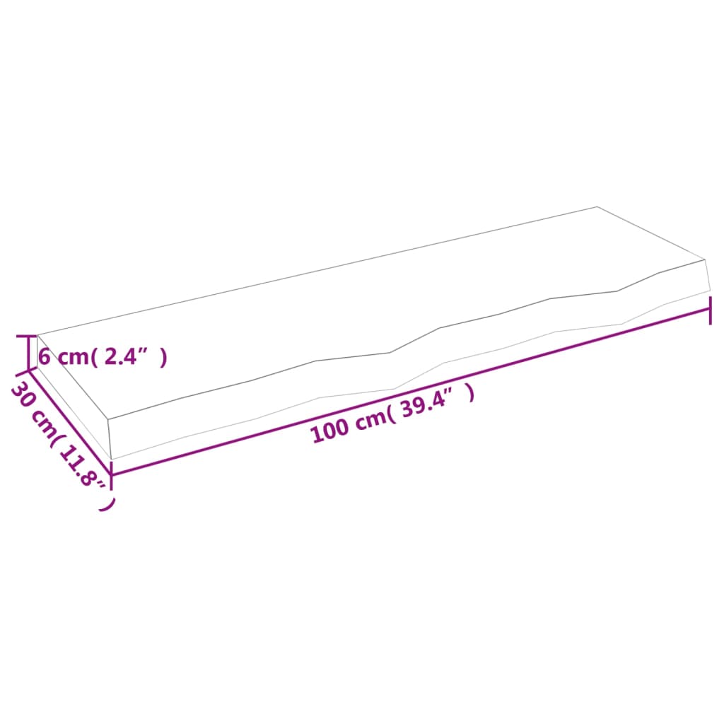 vidaXL Bancada p/ WC 100x30x(2-6)cm madeira tratada maciça castanho