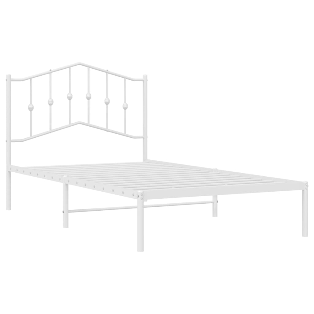 vidaXL Estrutura de cama com cabeceira 100x190 cm metal branco