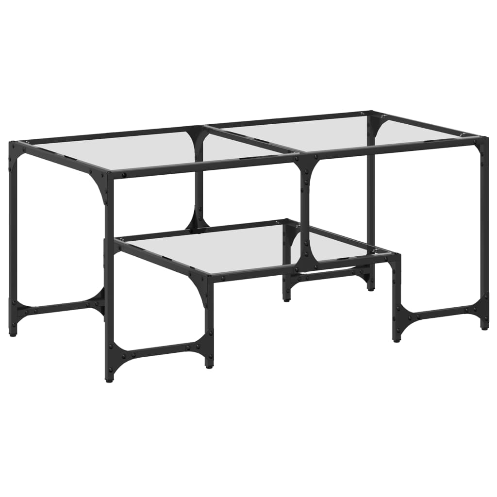 vidaXL Mesa de centro c/ topo em vidro transparente 98,5x50x45 cm aço