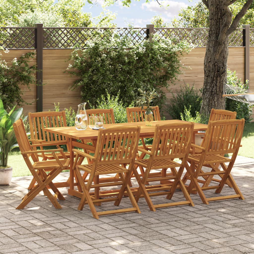 vidaXL 9 pcs conj. de jantar para jardim 180x90x75 cm acácia maciça