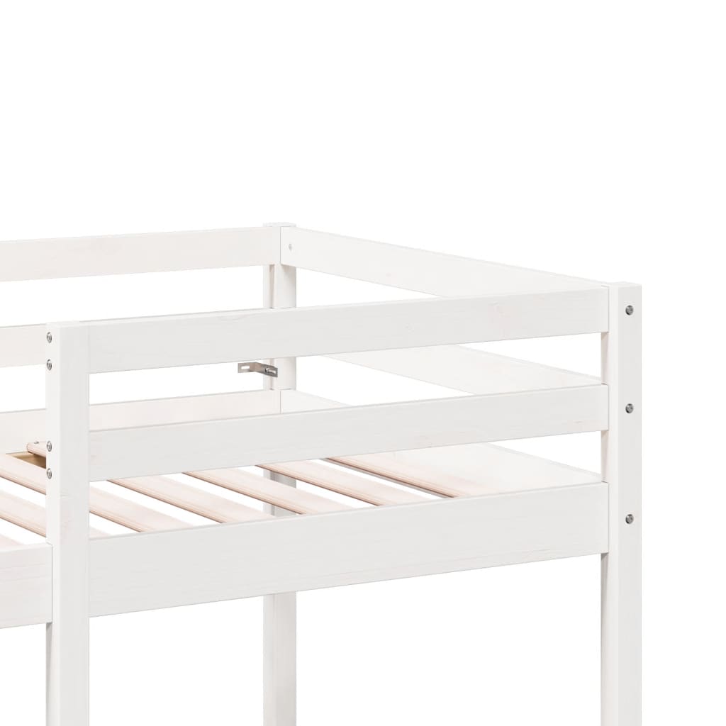 vidaXL Cama alta c/ secretária/cadeiras 75x190 cm pinho maciço branco