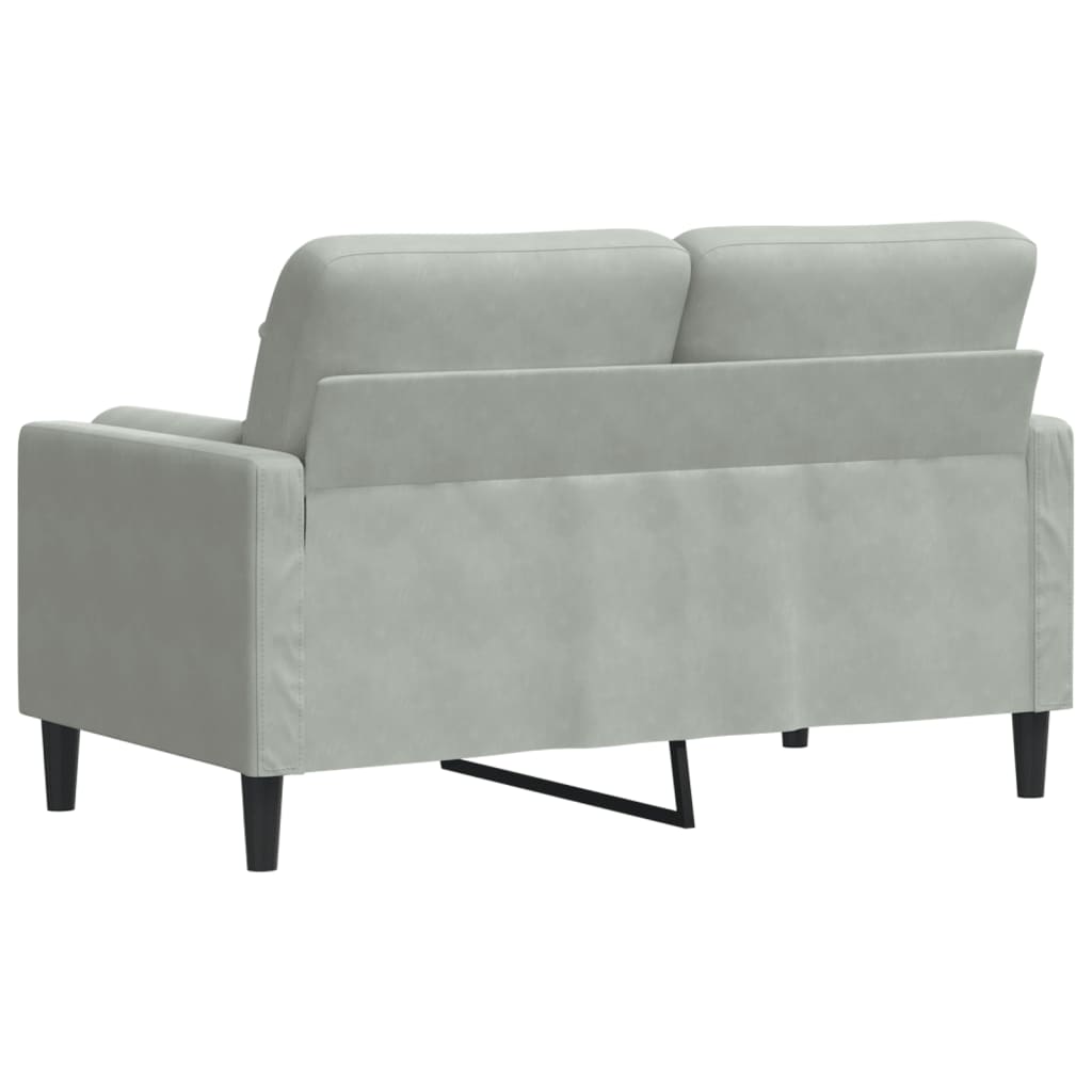 vidaXL Sofá 2 lugares + almofadas decorativas 120cm veludo cinza-claro