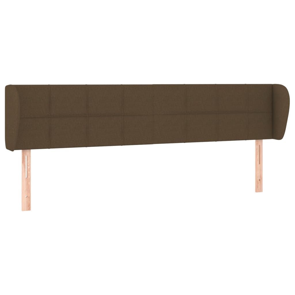 vidaXL Cabeceira de cama c/ abas tecido 163x23x78/88cm castanho-escuro