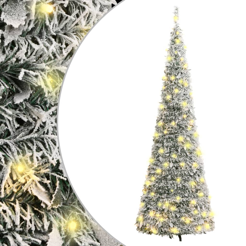 vidaXL Árvore de Natal artificial pop-up c/ 200 luzes LED e neve 210cm