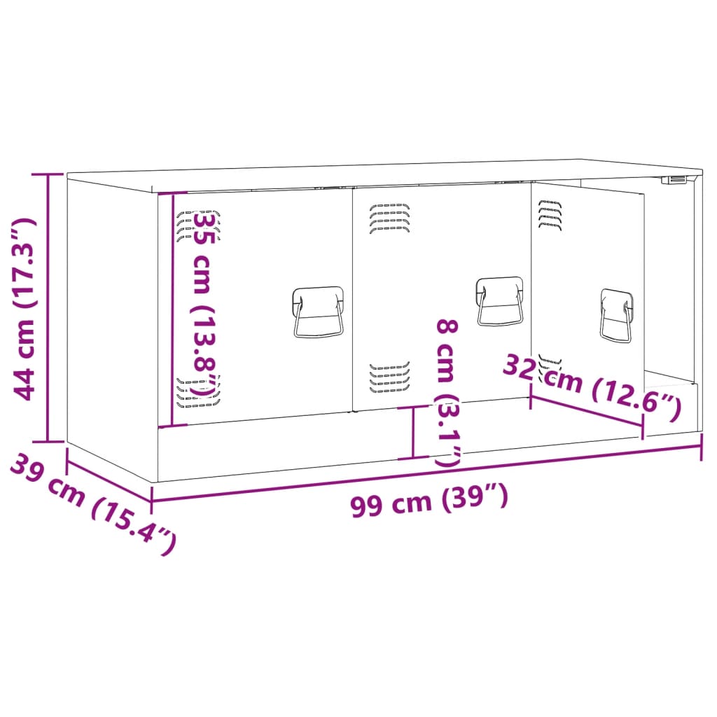 vidaXL Móvel de TV 99x39x44 cm aço amarelo mostarda