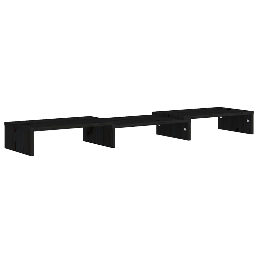 vidaXL Suporte para monitor 80x24x10,5cm madeira de pinho maciça preto