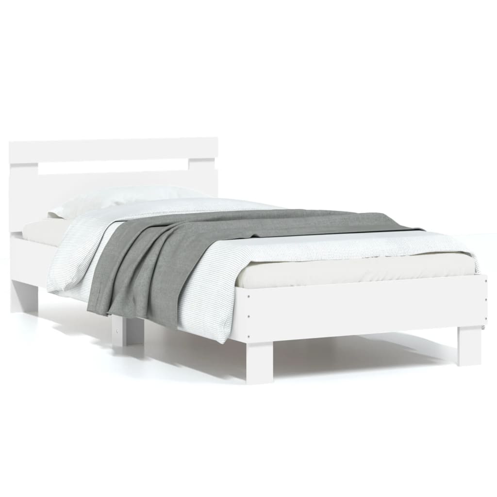 vidaXL Estrutura de cama c/ cabeceira 90x190 cm deriv. madeira branco