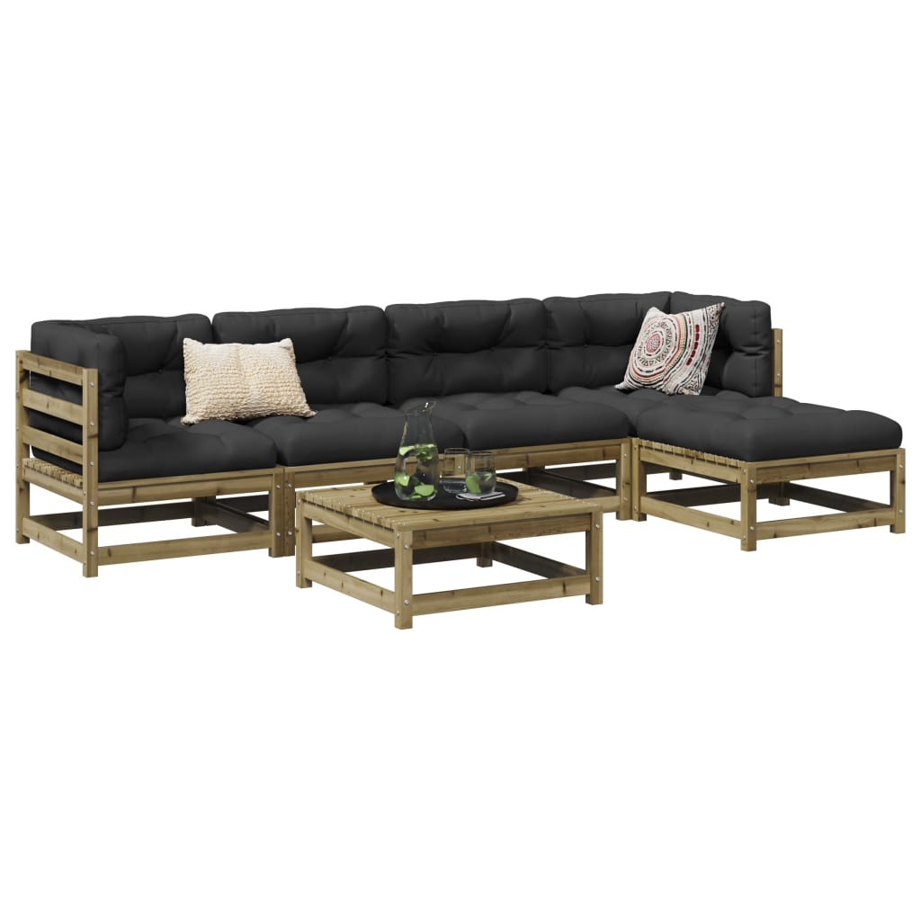 vidaXL 6 pcs conjunto de sofás de jardim madeira de pinho impregnada
