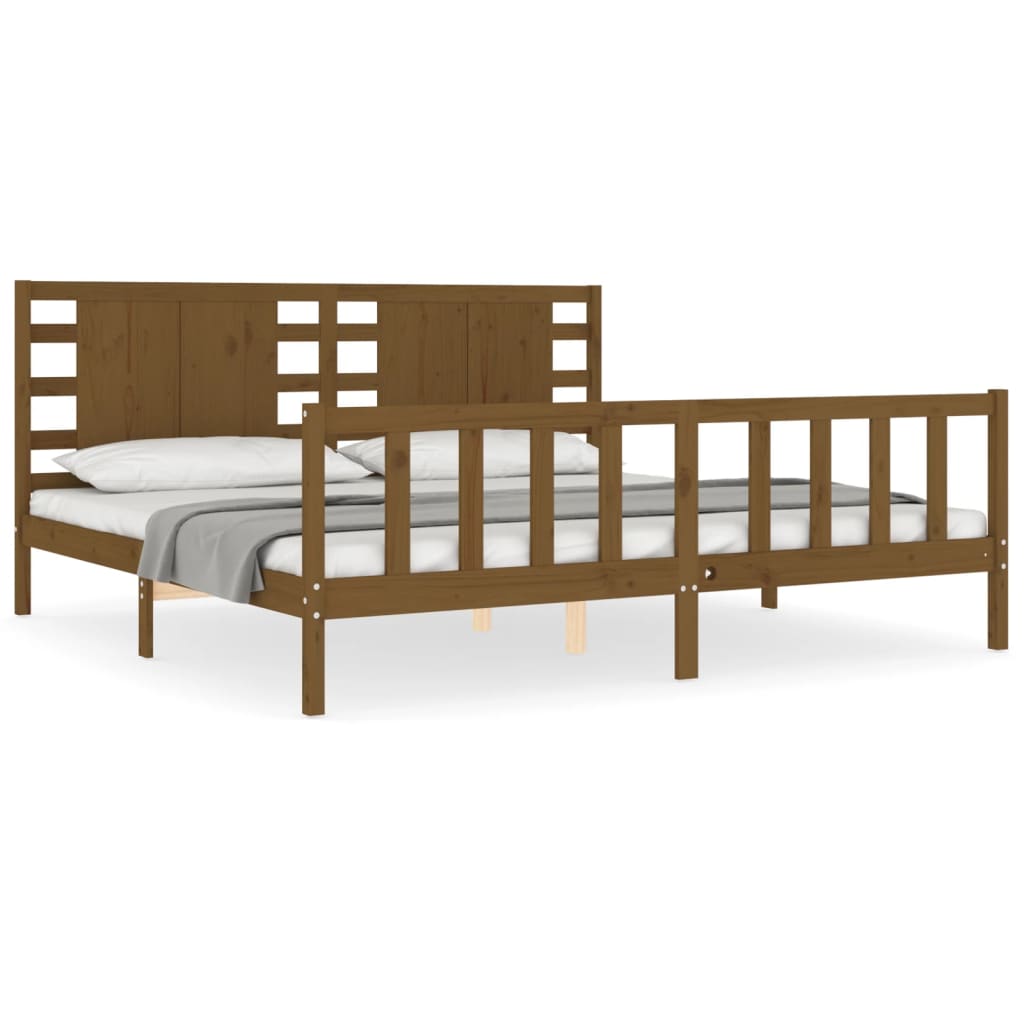 vidaXL Estrutura cama c/ cabeceira 200x200cm maciço castanho-mel