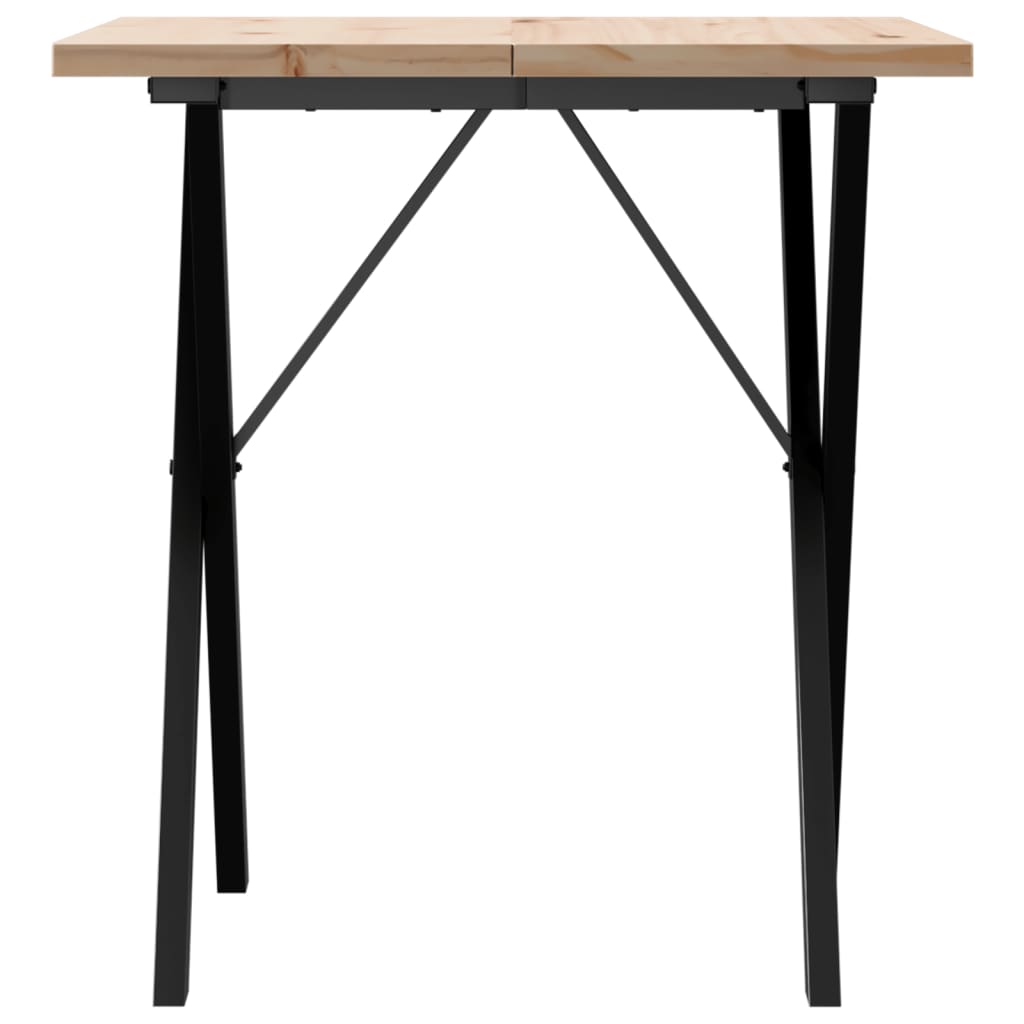 vidaXL Mesa de jantar estrutura em X 70x70x75,5 cm pinho/ferro fundido