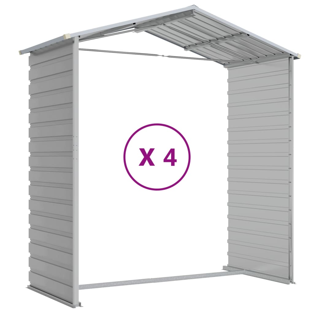 vidaXL Abrigo de jardim 191x385x198 cm aço galvanizado cinzento-claro